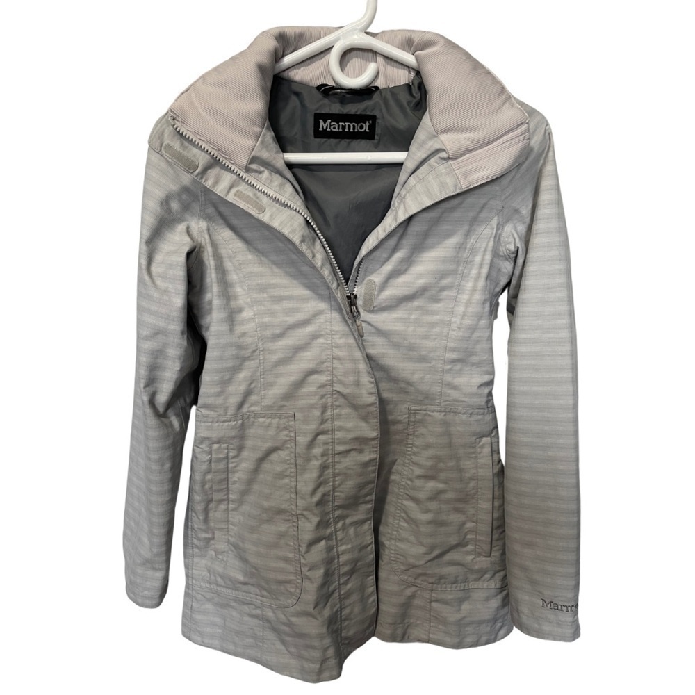 Marmot Women's Gray Membrane Waterproof Full Zip Hooded Grey Plaid Jacket US XS